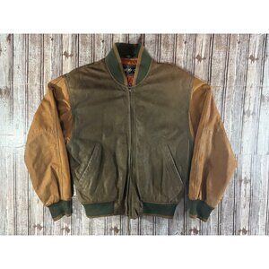 U2 Wear Me Out quilted lined Suede Leather colorblock Bomber Jacket Sz S VTG Y2K